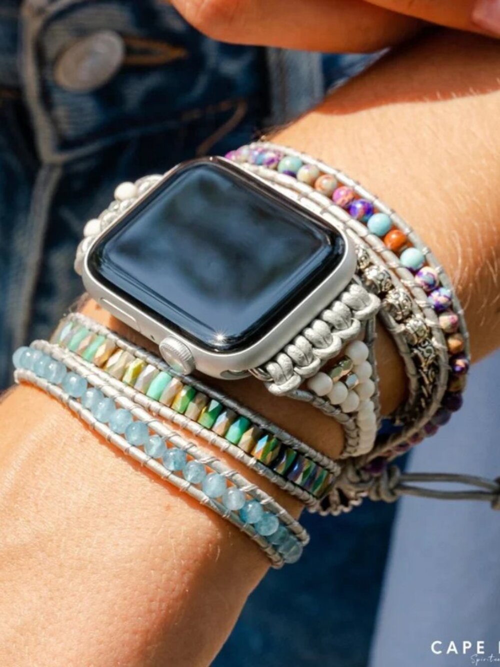 Cape Diablo Ocean Jasper Apple Watch Strap Beaded Wrap Bracelet